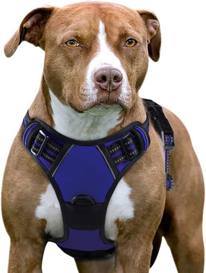 No Pull Dog Harness Large Blue, Front Clip Vest Harness Dog Car