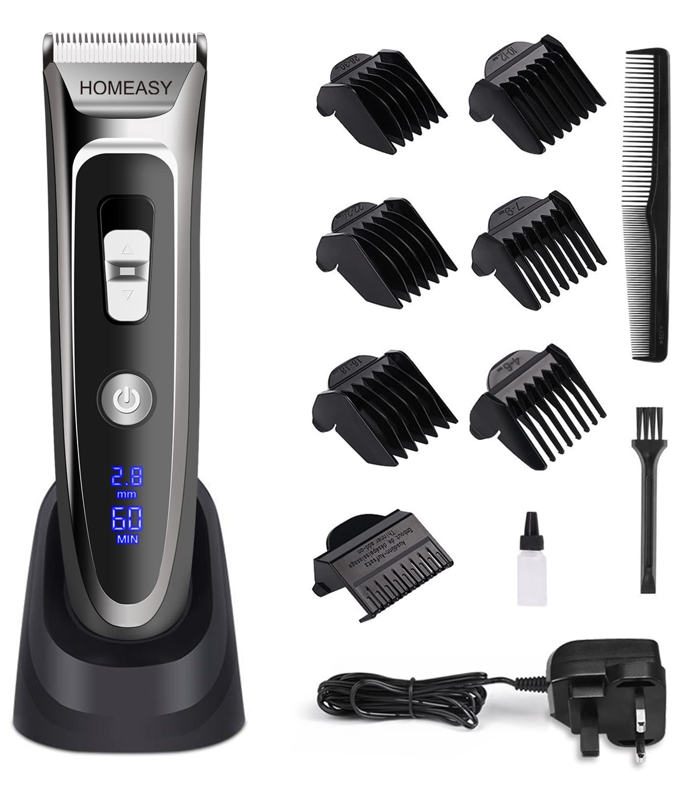 Hair Clipper Men, Beard Trimmer Electric Hair Trimmer Rechargeable Waterproof Mens Grooming Kit Hair Cutting Machine with LED Display Ceramic Blade Hair Shaver 2 in1 for Men Kids Barbers