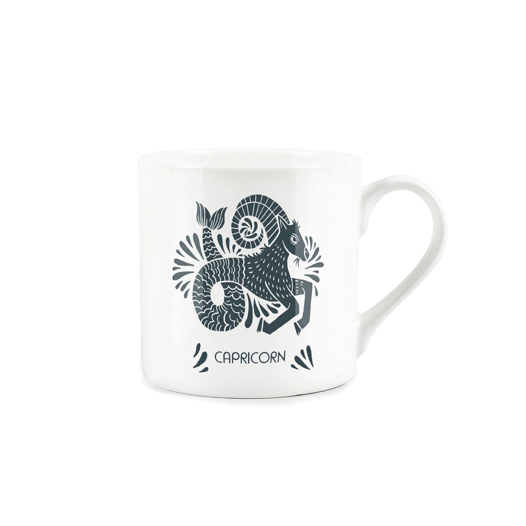 Purely Home Dark Green Grey Capricorn Star Sign Mug - White Bone China Coffee/Tea Present Zodiac Gift
