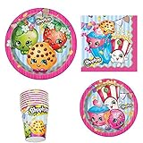 Shopkins Birthday Party Supply Set for 16: Dinner Plates, Dessert Plate, Cups, & Napkins
