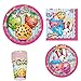 Shopkins Birthday Party Supply Set for 16: Dinner Plates, Dessert Plate, Cups, & Napkins