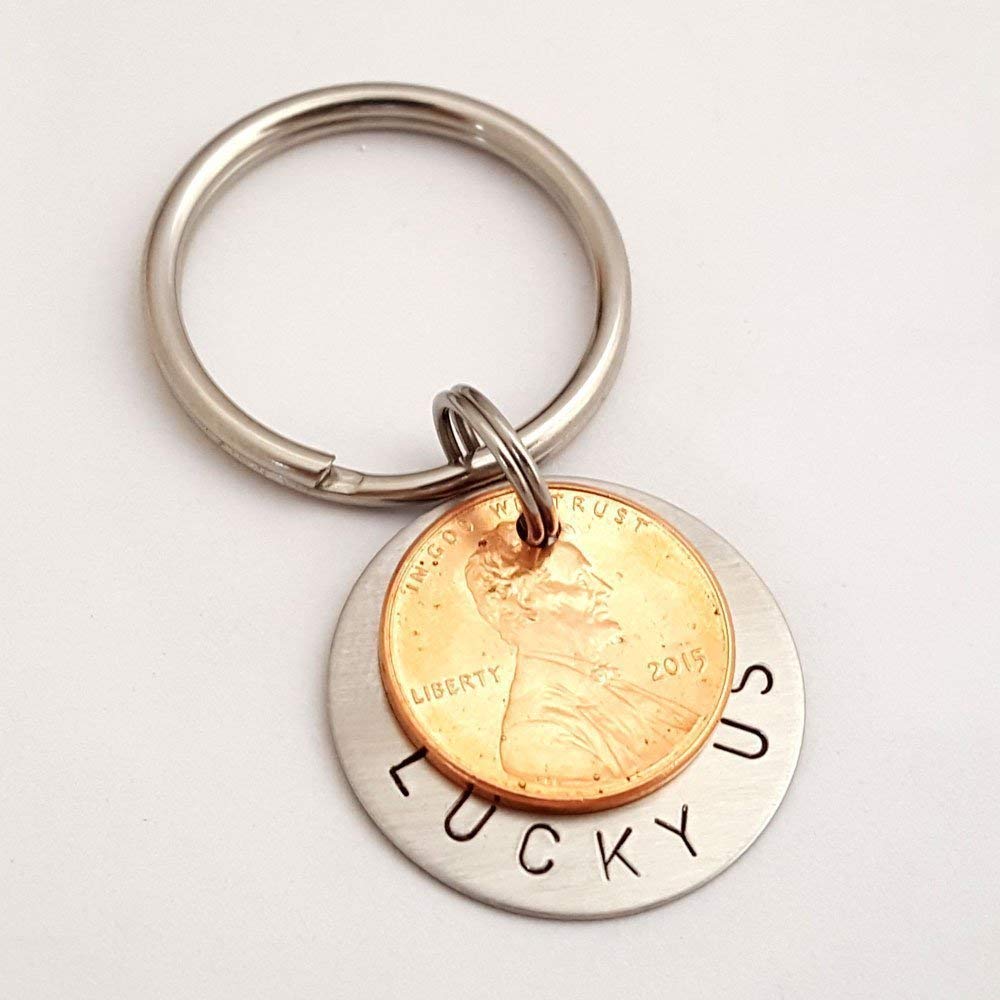 Lucky Us Penny Keychain Choice of Years Up to 8 Pennies on