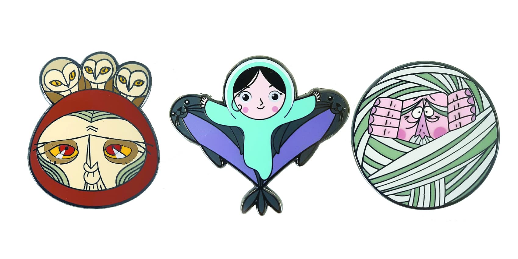 “Song of the Sea” | 3 Pin AR Set | Enamel pin with engraved scene from Approximately 4cm x 5cm | Collectable quality, Approx 4cm x 5cm, Metal, no gemstone”