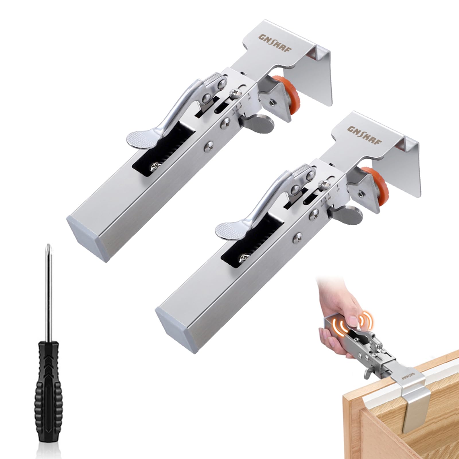 Photo 1 of *look at picture* GNSKRF Adjustable Drawer Fixing Clamp, 2 Pack Adjustable Drawer Front Installation Clamps Stainless Steel, Cabinet Installation Tools, Drawer Face Clamp for Quick & Easy Installation of Drawer Fronts