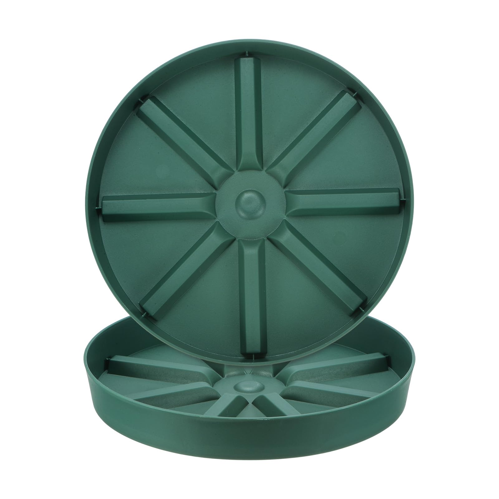 M METERXITY 2-Pack Plant Saucer, 10 Inch Flower Pot Saucers, Thicker Anti-Rot Root Plastic Plant Saucer for Indoor/Outdoor Potted Plant/Plant Water Catcher Tray [Green]