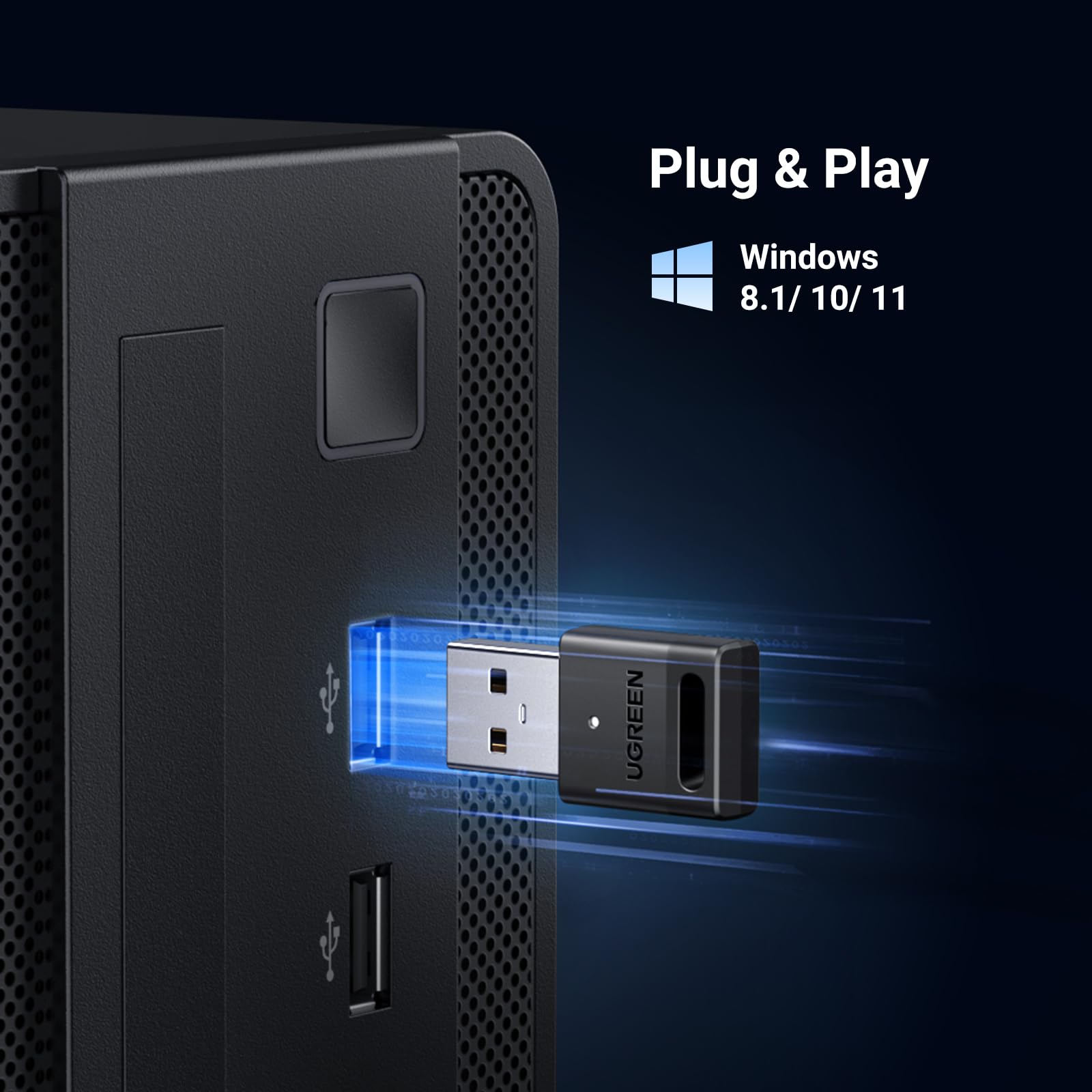 UGREEN Bluetooth Adapter 5.3 für PC, USB Dongle für Desktop, Computer, Laptop, Stick Unterstützt Windows11/10/8.1, Plug und Play 5