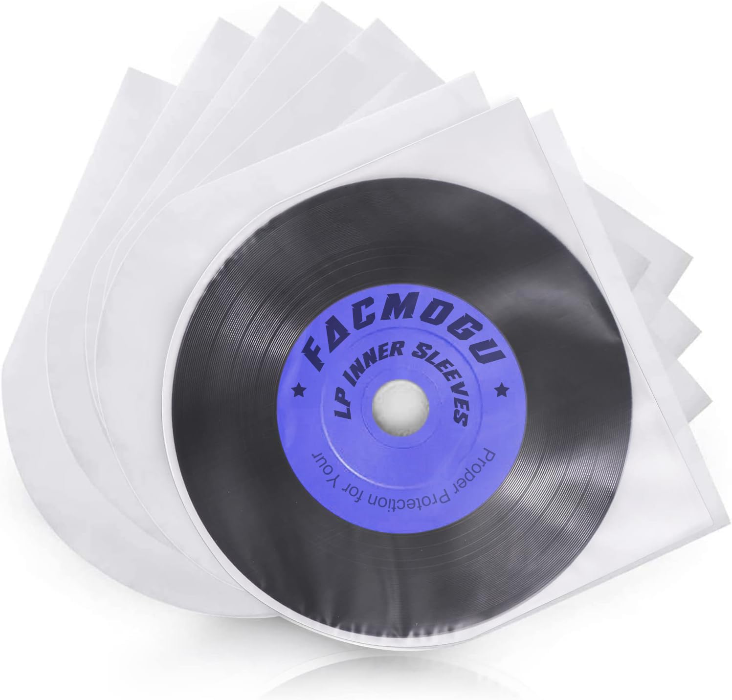 Facmogu 100 Pieces 7 Inch Round Bottom Vinyl Record Sleeves, U shaped Record Sleeves Interior Disc Cover for 45 RPM Records Collections, Crystal Clear Vinyl Covers for Protect LP Albums from Scratches