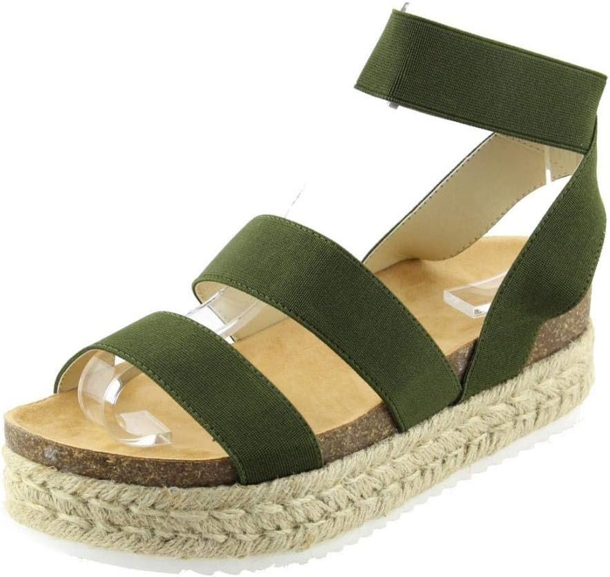 Women Slide On Footbed Wedge Sandals Comfort Ankle Platform Espadrilles Sandals with Elastic Straps