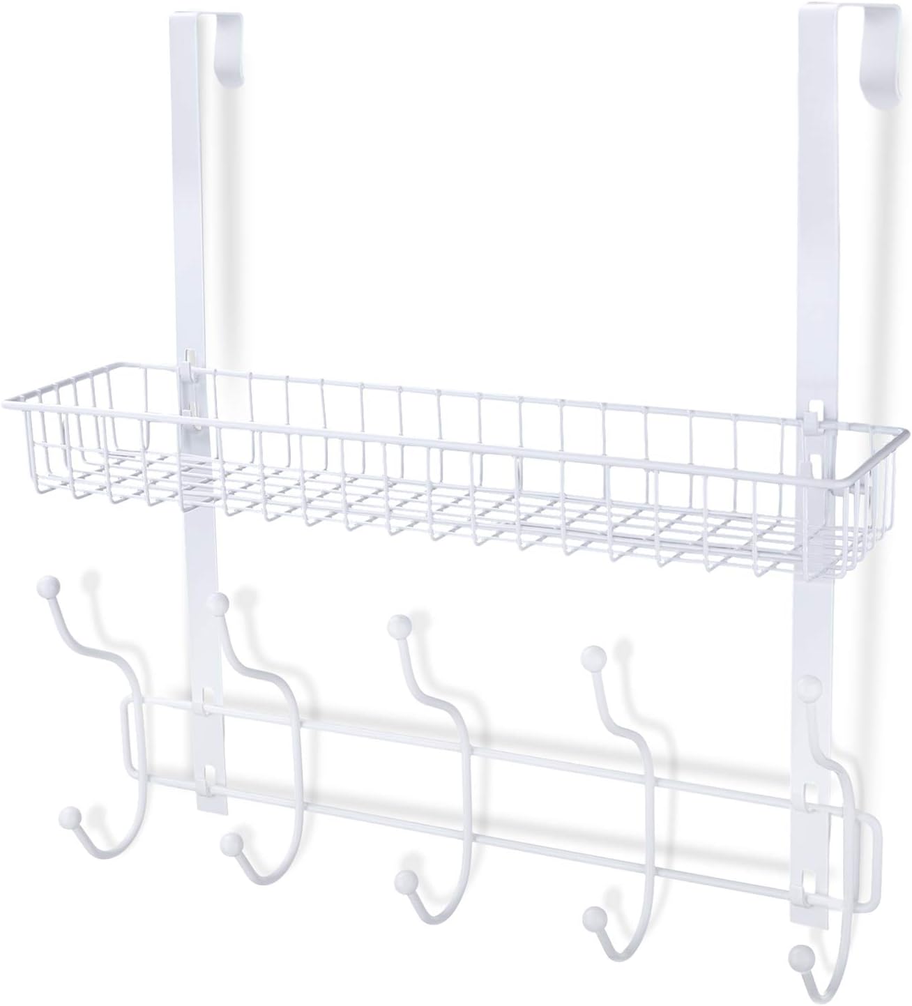 Coat Rack, MILIJIA Over The Door Hanger with Mesh Basket