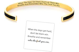 ANGYAPE Remember Who The F You Are Motivational Color Bangle, Stainless Steel Inspirational Cuff Bracelets with Hidden Message Engraved Bracelet Jewelry Gift for Women Sisters Friends