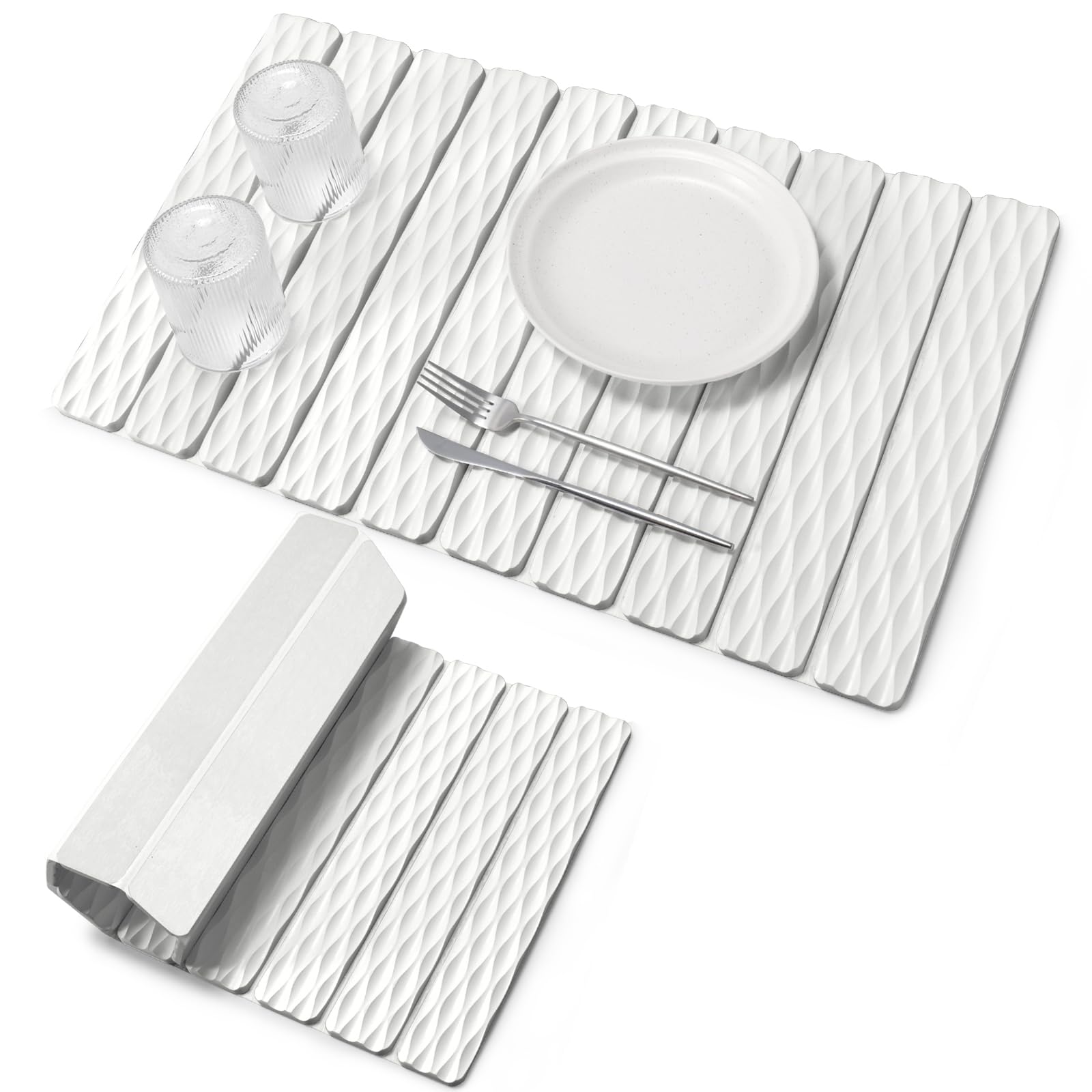 Photo 1 of Large Stone Dish Drying Mats for Kitchen Counter, 24"(L)×16"(W) Wave - Pattern, Fast Drying Collapsible Dish Drying Mat, Eco-Friendly Absorbent Diatomaceous Earth Mats for Match Any Countertop