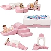 HAHASOLE Foam Climbing Toys for Toddlers, Climbing Blocks with Ball Pit, Convertible Climb and Crawl Activity Playset, High-Density Foam Soft Play Equipment for Boys & Girls Indoor(Excluding Balls)