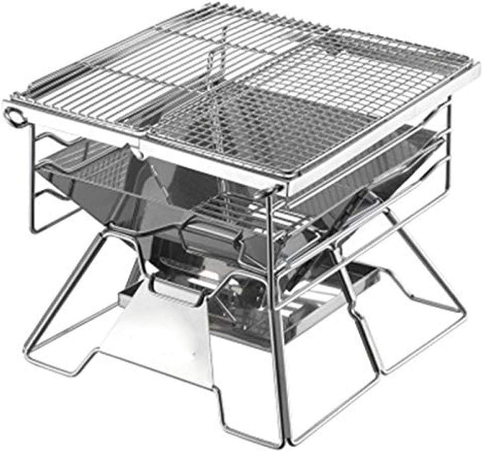 XSWZAQ Thick 304 Stainless Steel Mesh Portable Barbecue Stainless Steel Charcoal Smoker BBQ Pit Grill for Ourdoor Camping (Small)