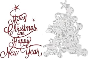 ON-AIRSTORE Happy Christmas Metal Cutting Dies Stencil Template Molds, Embossing Tool Die Cuts for Card Making Album Paper Scrapbooking DIY Décor Dies Craft