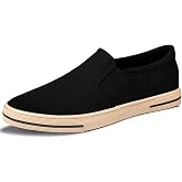 Wsvpeto Mens Slip on Canvas Loafers Casual Shoes Sneakers Comfy Walking Slipers Shoes Pain Relief for Men Black Fashion Breathable Loafers