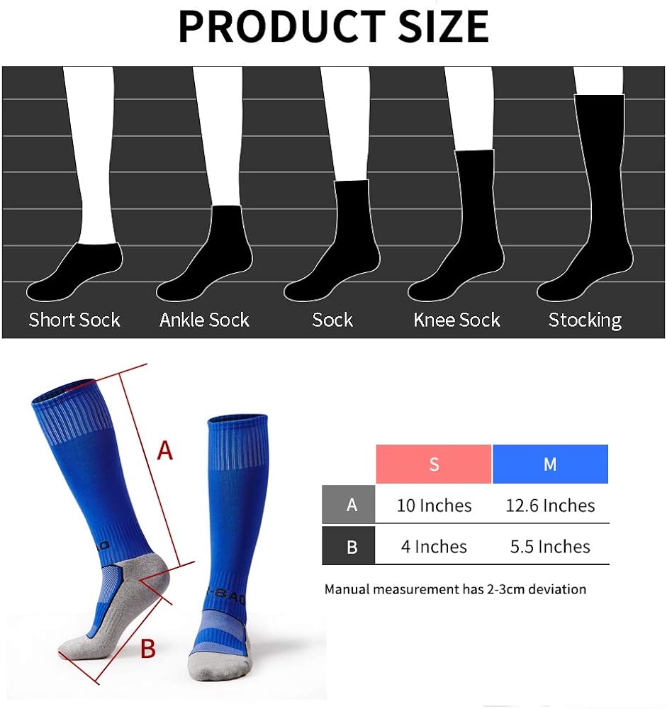 5 Pairs Kids Soccer Socks Boys Girls High Tube Long Knee Athletic Football Socks (4-13 Years) color mess: Clothing