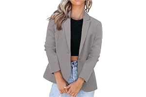 Women Casual Blazer Work Business Open Front Blazer Long Sleeve Suit Jacket Button Notched Lapel Blazer Jacket
