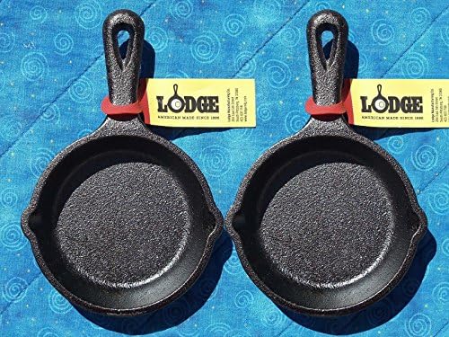 2 Lodge LMS3 3.5 inch Cast Iron Mini Skillet / Spoon Rest / Ashtray Pre-Seasoned