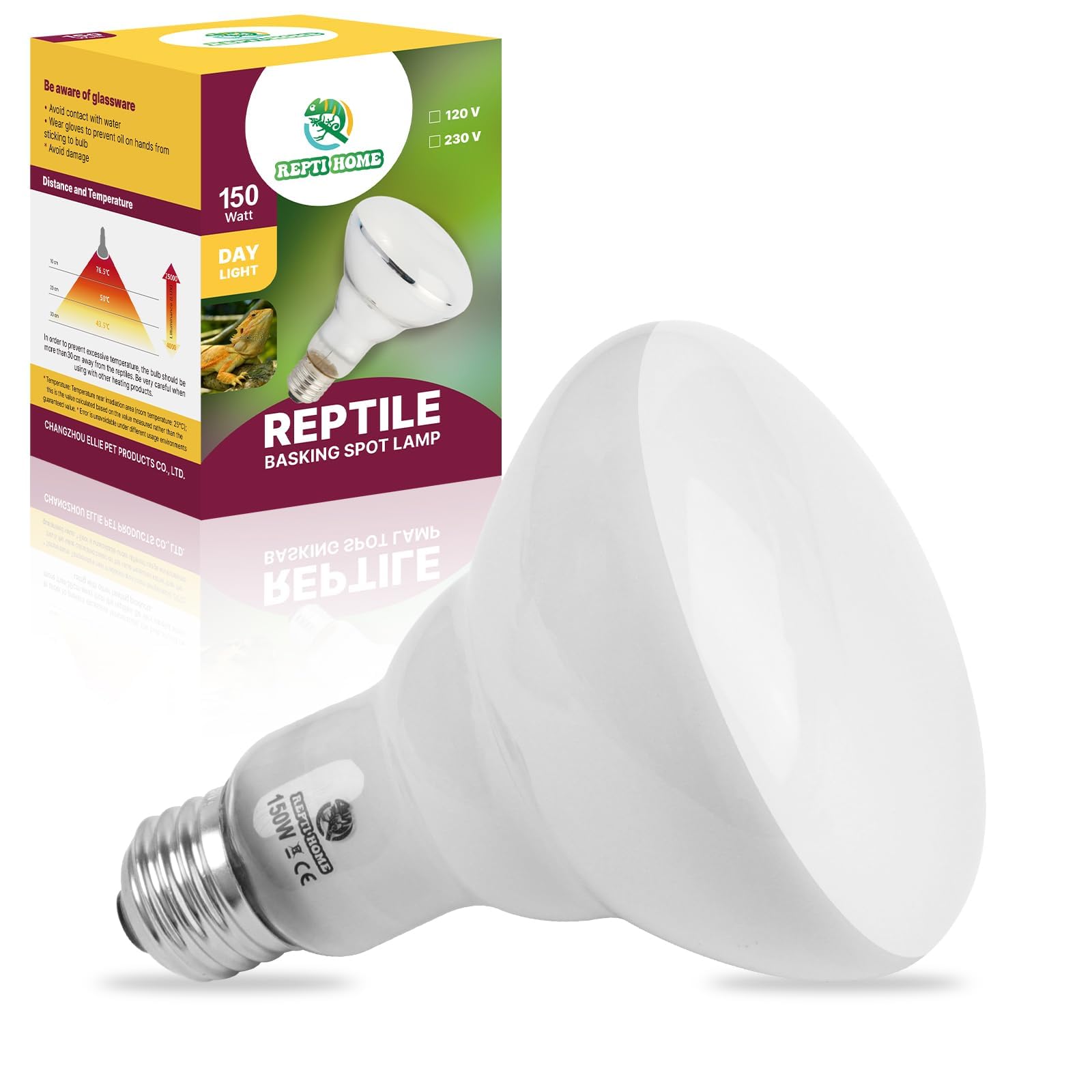 REPTI HOME Reptile Heat Lamp 150W, Basking Heat Lamp Bulbs for Reptiles, UVA Daily Heat Light Bulb for Turtle, Bearded Dragon, Lizard, Chick, Dog, Snake, Gecko