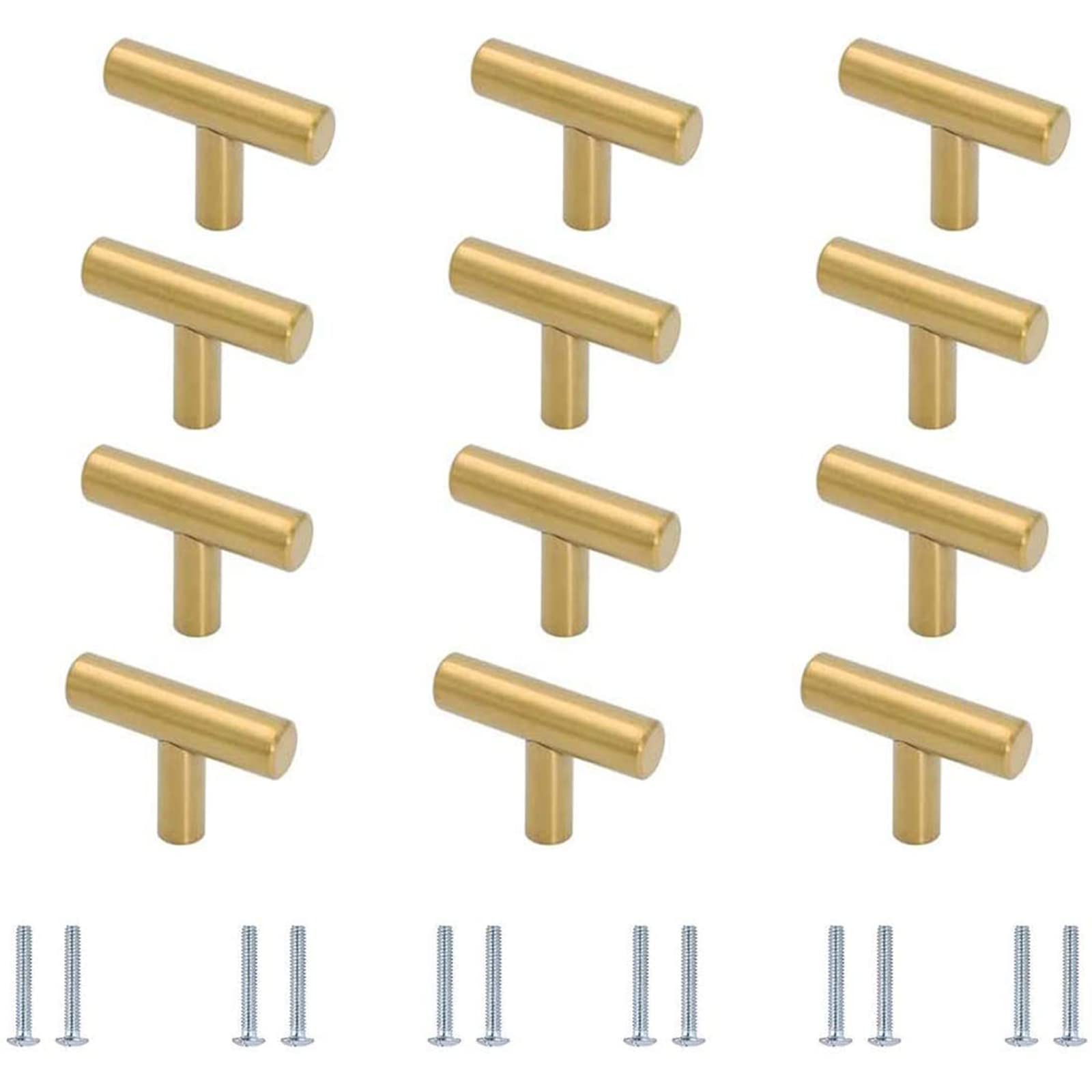 Yeemeen 12 Pcs Cabinet Door Handles, T Bar Handle Knobs for Drawers Wardrobe Storage Dresser Shoe Cabinet