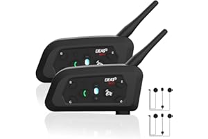 EJEAS Motorcycle Helmet Bluetooth Headset V6 Pro, 2-Way 1200M Motorbike Helmet Intercom Communication System for Ski/ATV/Dirt