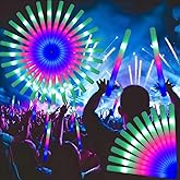 BUEUVON 103PCS Light Up Foam Sticks,LED Glow Sticks Bulk Party Pack with 3 Modes Colorful Flashing,Glow in The Dark Party Supplies,Glow Sticks Bulk for Wedding,Halloween,Birthday,July 4th,Concert