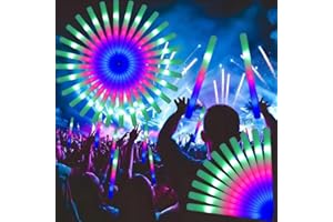 BUEUVON 70PCS Foam Glow Sticks with 3 Modes Colorful Flashing, Glow Sticks Party Pack, Glow in Dark Party Supplies, foam Glow