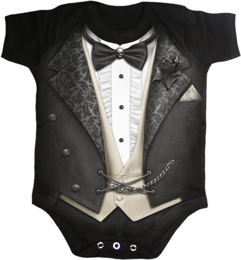 Spiral - TUXED - Baby Grows Blk - XS
