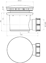Wirquin Tourbillon 90mm Shower Waste ABS Chrome Dome D40 UK Horizontal view 6