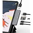 Adapter for iPad Pro USB C Hub 2024 M4 M2 M1 12.9 11 2022 2018/iPad Air 4/5/6/iPad Mini 6, 7in1 USB C Adapter with 4K HDMI,3.5mm Jack,USB3.0,PD 60W,SD/TF,USB-C 3.0 Data,iPad Accessories