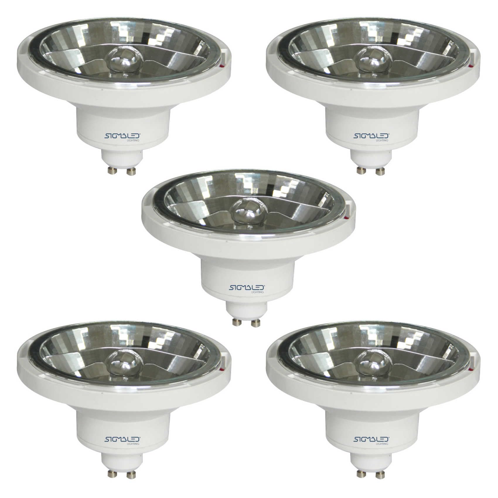 Sigmaled lighting - AR111 GU10 LED Spotlight 14W (120W Halogen Equivalent), Neutral White Light 4000K, 1050 lumens, 220V/240V AC, 5-Piece Pack