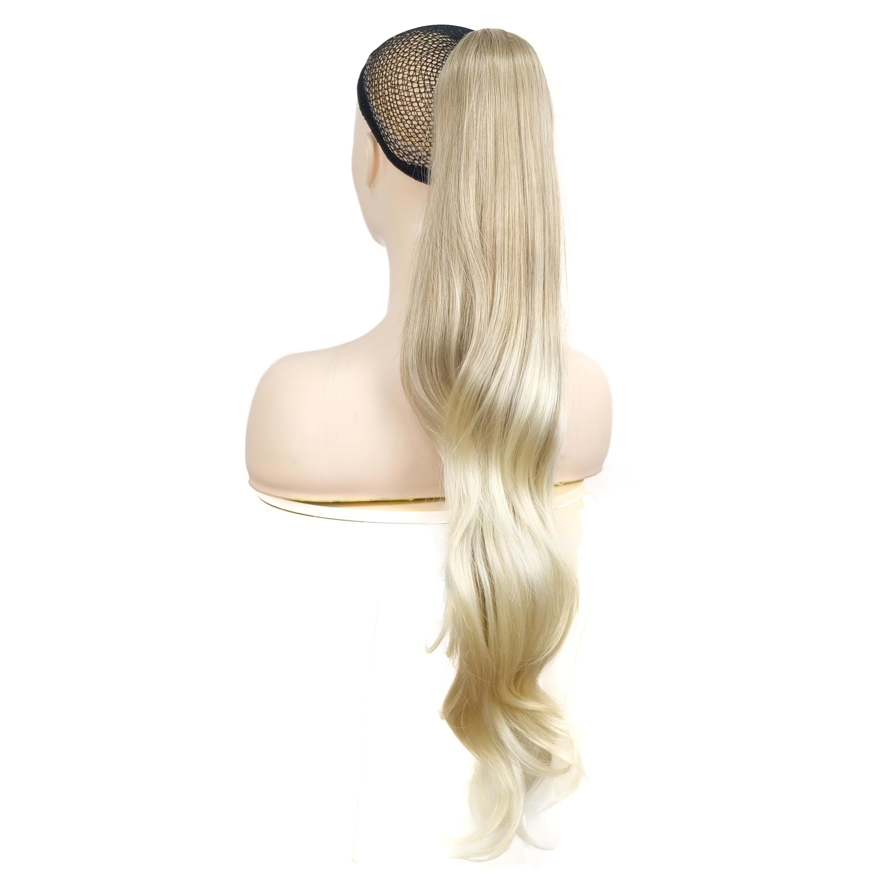 Lydell 24" Long Straight Wavy Ponytail Hairpiece Styled Clip In Claw Synthetic Hair Extension with a jaw/claw clip 15BT613 Blonde Mix