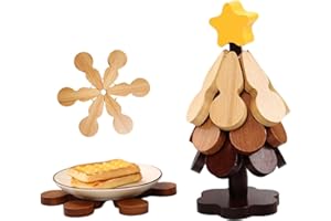 WEGODAL Natural Wood Tree Trivet Set, 2026 New Natural Tree Trivet Set 3 Trivets + 1 Stand for Hot Dishes, Foldable Kitchen Wooden for Hot Dishes, Pot, Bowl, Teapot, Hot Pot Holders (A)