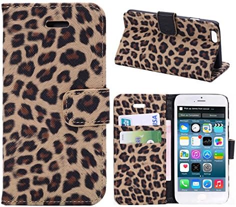 Iphone 6/6s Leather Case Pattern Magnetic Flip Leather with TPU Wallet Card Slot Stand Cover Case for Iphone 6/6s (Yellow Leopard Pattern)