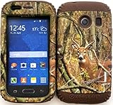 Wireless Fones TM Hybrid Impact Dual Layer Cover Case for Samsung Galaxy Ace Style S765c Straight Talk, Net10 and TracFone Real Deer Camo Mossy on Brown Skin