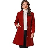 Allegra K Women's Winter Coat Elegant V Neck Collarless Single Breasted Long Pea Coats