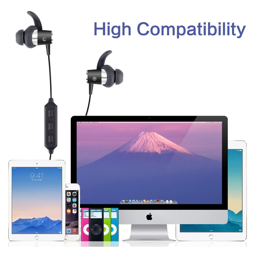 Bluetooth Headphones Sonzi Sport Earphone Wireless 4.1 Magnetic Earbuds for Gym Running with Mic Fast Pairing Workout 6 Hour Battery Noise Cancelling Headsets（Pink）