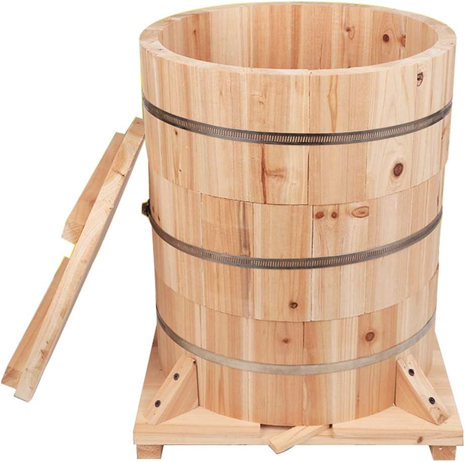 GFFTYX Honey Bee Hive Box - 3 Layers Round Fir Wooden Bucket Bee Box with Base and Lid Beekeeping Kit for Beginners and Professional Beekeepers 34x34x62cm