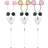 Liitrsh 12 Pcs Mouse Costume Accessories Set Mouse Headbands Round Sunglasses Folding Blind Cane White Gloves
