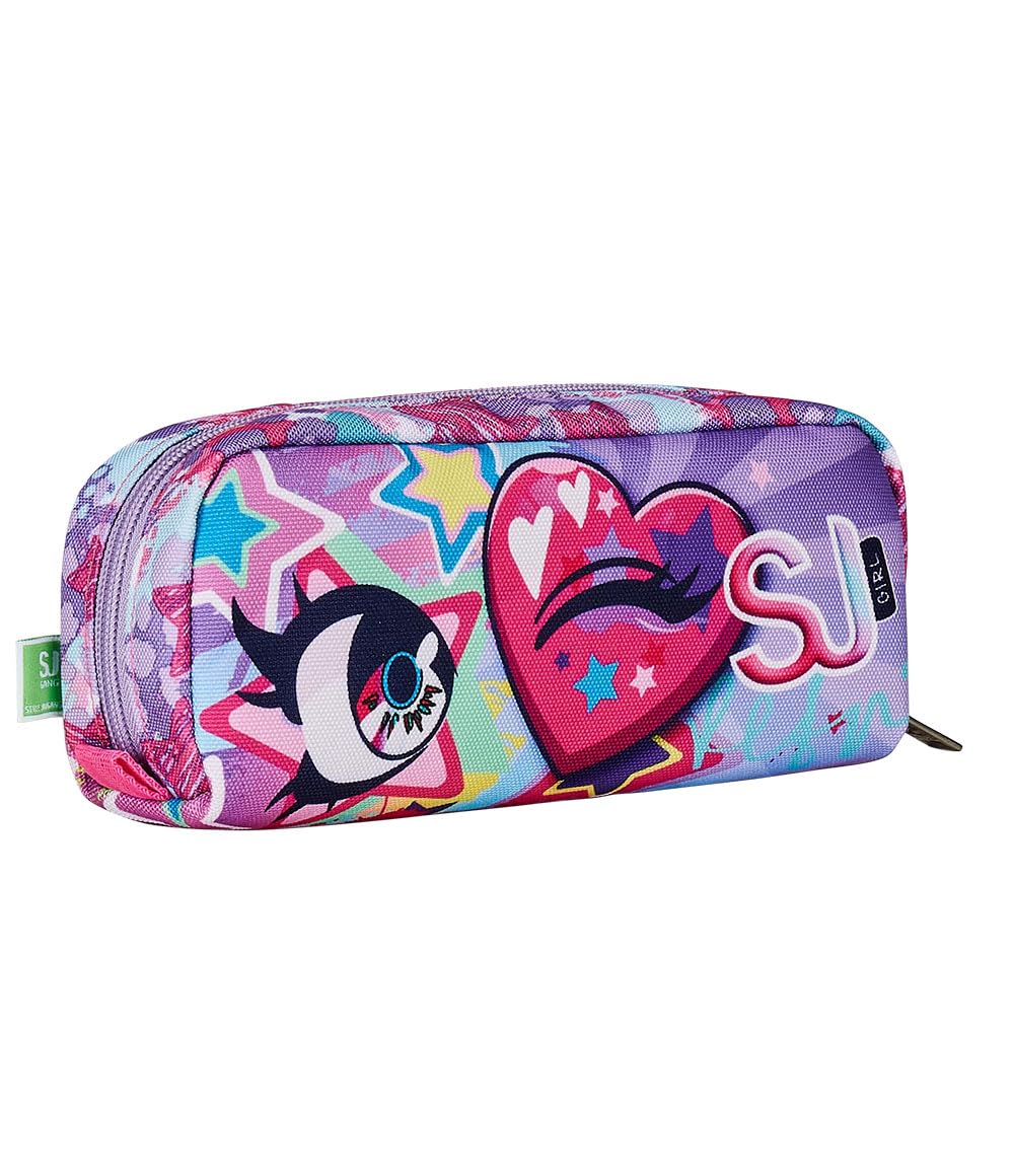 SJ GANG STYLE JAM GANG Faces Pen Bag, Girls and Girls, Pink, One Size, Pink, Taglia Unica, School