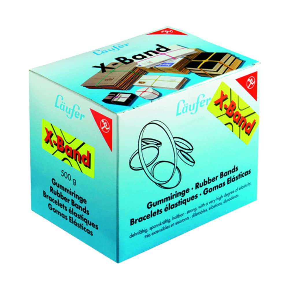 Läufer 59081 Rondella X-Band, Elastic Cross Bands, Rubber Bands, 130 x 11 mm, Diameter 85 mm, 500 g Box, Assorted Colours