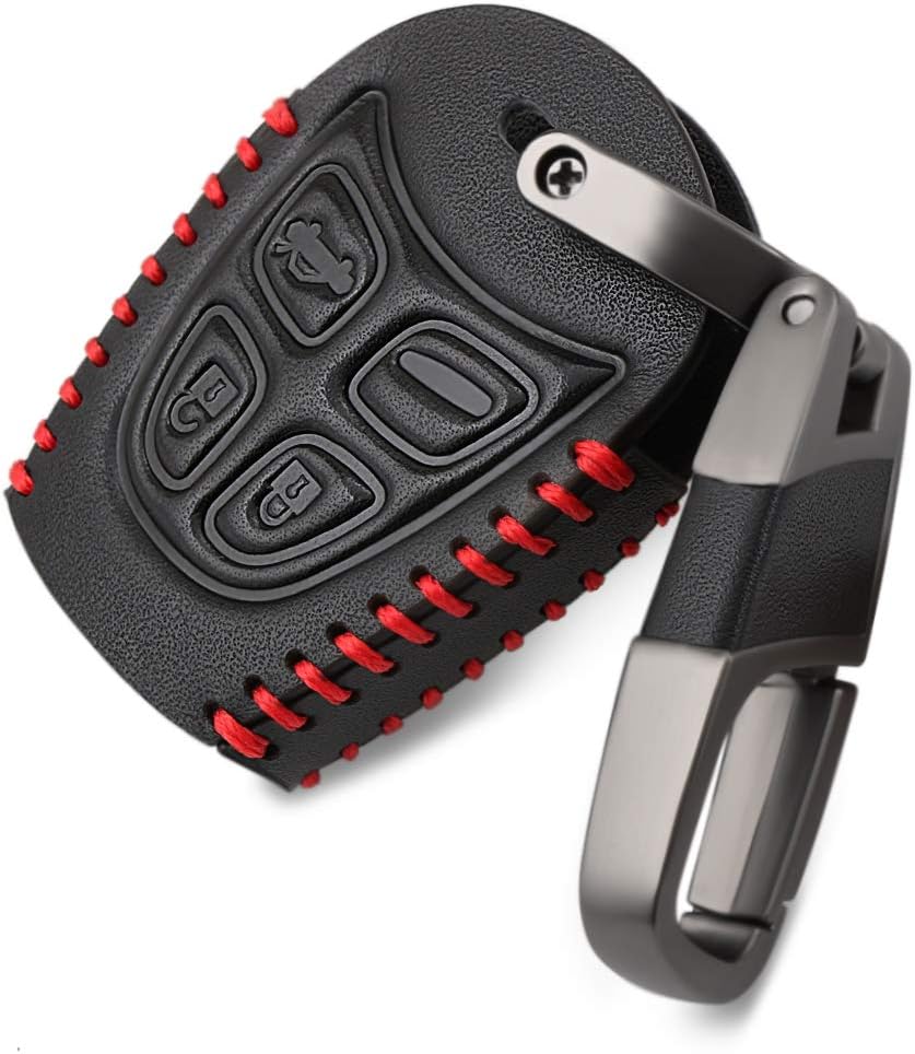 Car Key Cases Fit SAAB 9-3 93 2003-2009 4button Genuine leather Key Cover Bag Fob Shell