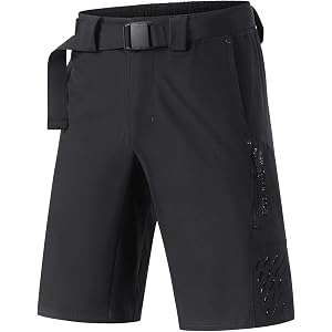 ARSUXEO Men's Mountain Bike Shorts Loose-Fit Cycling Shorts Removable Belt Water-Repellent No Padded Liner Outdoor Hiking