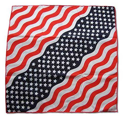 American Flag Stars & Stripes Patriotic Bandana Headband Set includes Three Large Squares in Classic Red, White, Blue US Design (3 Pieces)
