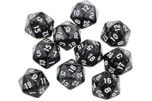 Yiotfandoll 10PCS Polyhedral Dice - D20, 20mm Acrylic, 20 Sided Dice for RPG, MTG, DND, Table Games (Black)