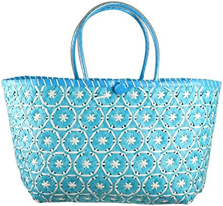 Woven shoulder bag beach tote handmade recycled plastic Hollywood