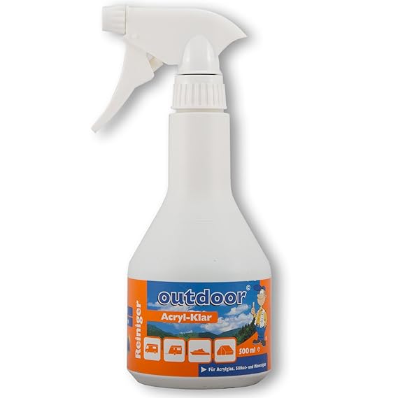 Outdoor Acryl Glas Reiniger Acrylpflege Politur Zelt Boot Wohnmobil Bad Dusche 500 ml
