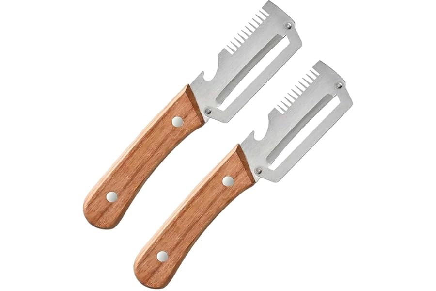 2PCS Multifunctional Vegetable Peeler, Premium Vegetable Peeler with Wooden Handle, 3-in-1 Peelers For Kitchen with Bottle Opener, Stainless Steel Blade Kitchen Tool for Vegetables Fruit