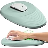 Hokafenle Ergonomic Mouse Pad Wrist Support, Terraced Slope Carpal Tunnel Wrist Pad for Mouse with Unibody Memory Foam, Wrist Rest Pain Relief Mousepad (Light Cyan, 11.8x7.9 in)