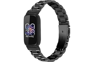 Limque Stainless Steel Band Compatible with Fitbit Inspire 3, Adjustable Metal Watch Bands Bracelets，Wristband Replacement for Women Men(Black)